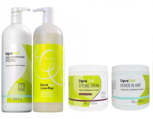 Kit Deva Curl Shampoo + Cond. + Heaven In Hair + Styling Cream (4 Produtos)