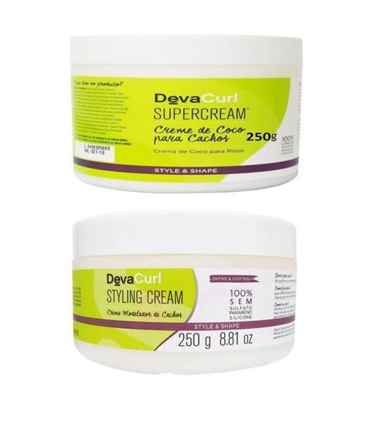Kit Deva Curl Styling Cream Creme para Cachos 250gr + Deva Curl Supercream para Cachos 250g
