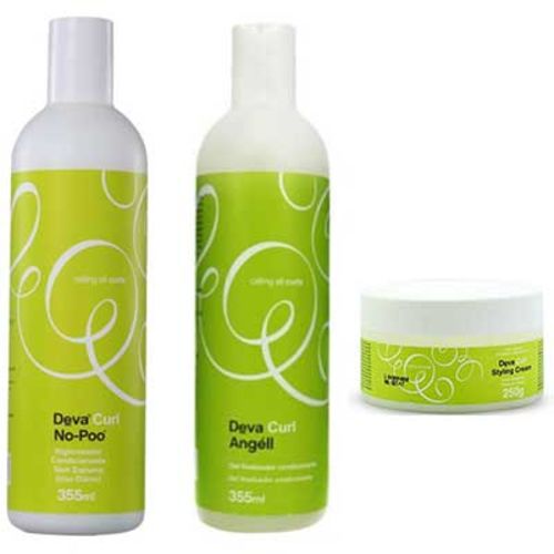 Kit Deva Shampoo No-Poo +Angéll Gel Finalizador Condicionante +Styling Cream Creme para Cachos