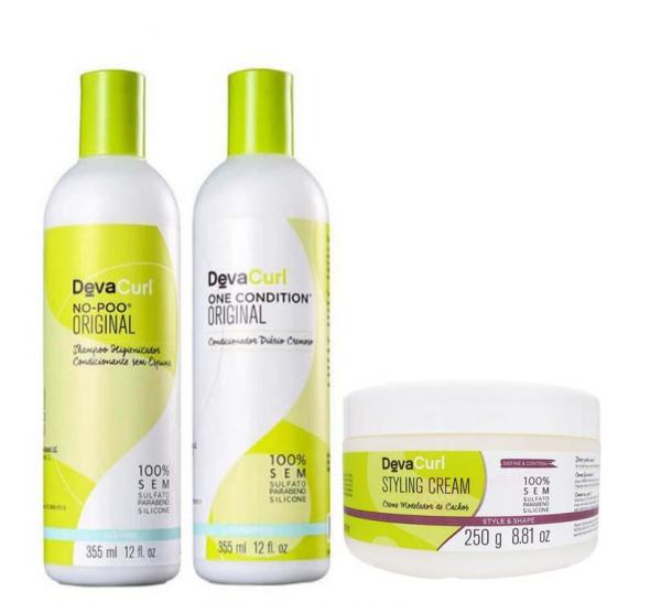 Kit Deva Shampoo No-Poo +One Condition 2x355ml +Styling Cream 250g - Deva Curl