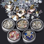 Kit Dicas 3D Fashion Nail Art Rhinestones Glitter Diamante dicas DIY Decoração Box