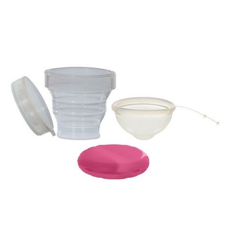 Kit Disco Menstrual Unique M 55ml + Copo Esterilizador + Porta Coletor