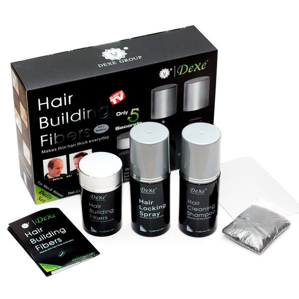 Kit Disfarce de Calvície + Spray Fixador + Shampoo Dexe Hair Fibers