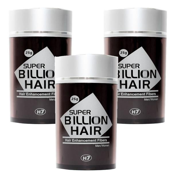 Kit Disfarce para Calvície Castanho Escuro 3un - 25g - Super Billion Hair