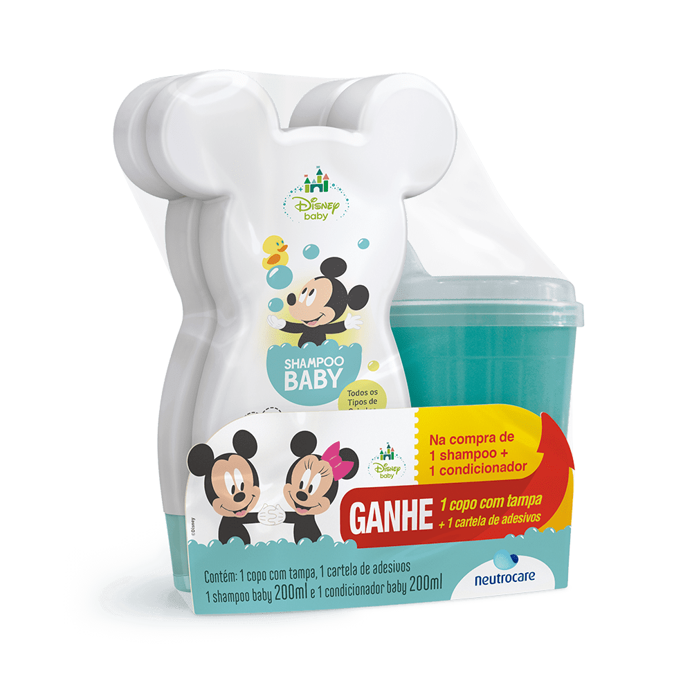 Kit Disney Baby Neutrocare Shampoo + Condicionador 200ml Grátis Copo e Adesivo