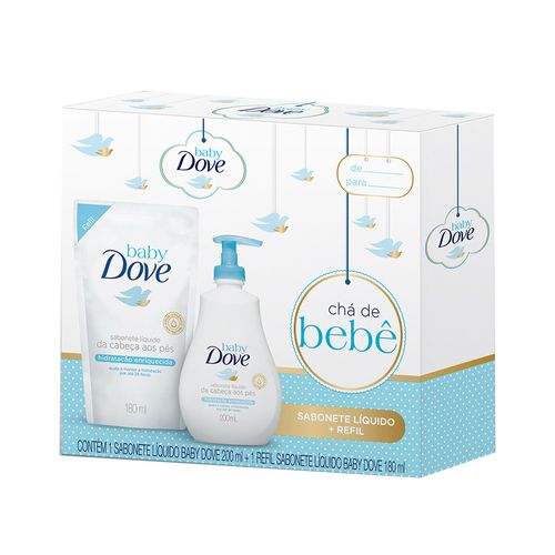 Kit Dove Baby Hidratação Enriquecida Sabonete Líquido 200ml + Refil 180ml