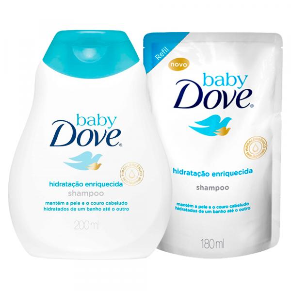 Kit Dove Baby Hidratação Enriquecida Shampoo 400ml + Refil 180ml - Dove