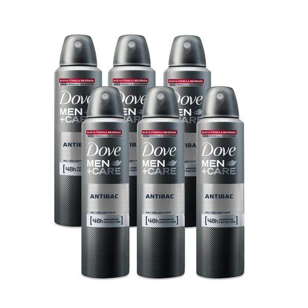 Kit Dove Men Antibac Desodorante Antitranspirante Aerosol 150ml 6 Unidades