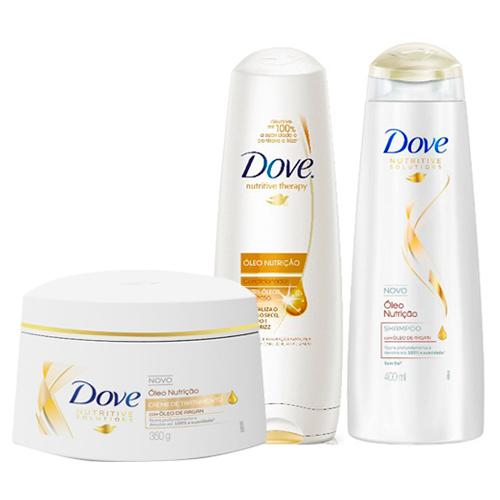 Kit Dove Óleo Nutrição Shampoo + Condicionador 400ml + Creme de Tratamento 350g