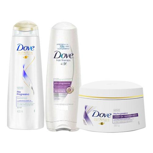 Kit Dove Pós Progressiva Shampoo + Condicionador 400ml + Creme de Tratamento 350g