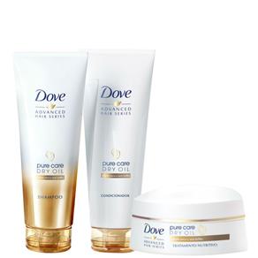 Kit Dove Pure Care Dry Oil Shampoo 200ml + Condicionador 200ml + Creme de Tratamento 350g