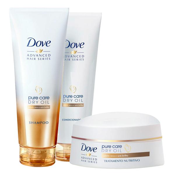 Kit Dove Pure Care Dry Oil Shampoo + Condicionador 200ml + Creme de Tratamento 350g - Dove