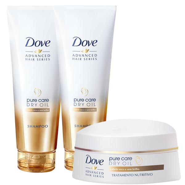 Kit Dove Pure Care Oil Shampoo 200ml 2 Unidades Grátis Creme de Tratamento 350g - Dove