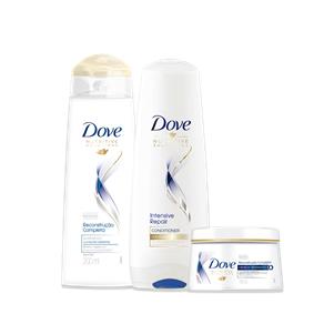 Kit Dove Reconstrução Completa Creme de Tratamento 350g + Shampoo 200ml + Condicionador 200ml