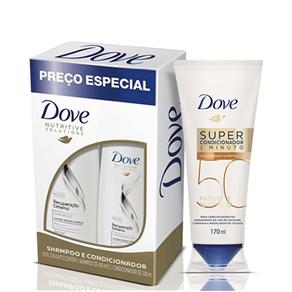 Kit Dove Recuperação Extrema Shampoo 400ml + Condicionador 200ml + Condicionador Fator de Nutrição 50 Nutritivo 170ml
