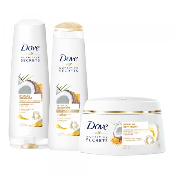 Kit Dove Ritual de Reparaçã Shampoo + Condicionador 400ml + Creme de Tratamento 350g