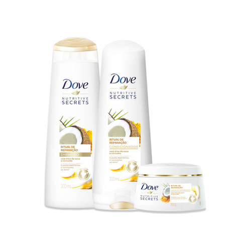 Kit Dove Ritual de Reparação Creme de Tratamento 350G + Shampoo 200Ml + Condicionador 200Ml