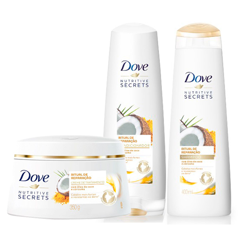 Kit Dove Ritual de Reparação Shampoo + Condicionador 400ml + Creme de Tratamento 350g