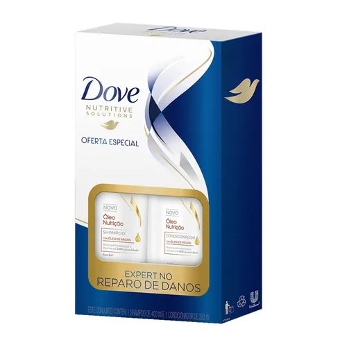 Kit Dove Shampoo Óleo Nutrição 400ml + Condicionador 200ml