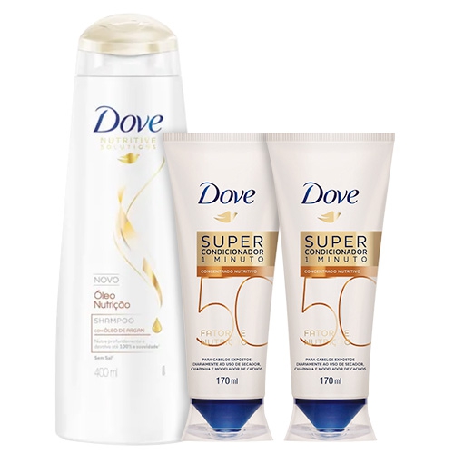 Kit Dove Shampoo Óleo Nutrição 400ml + Super Condicionador Fator de Nutrição 50 Nutritivo 170ml