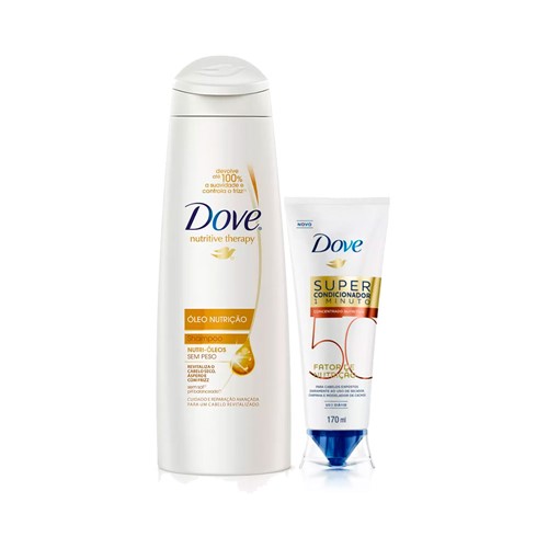 Kit Dove Shampoo Óleo Nutrição 400ml + Super Condicionador Fator de Nutrição C/ 25% de Desconto