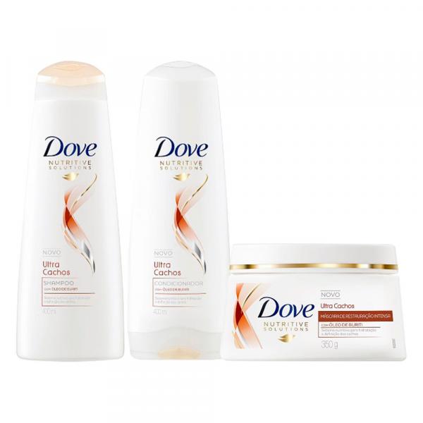 Kit Dove Ultra Cachos Shampoo 400ml + Condicionador 400ml + Creme de Tratamento 350g