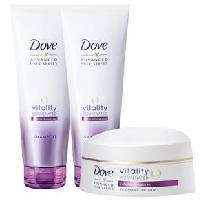 Kit Dove Vitality Rejuvenated Shampoo 200ml 2 Unidades + Creme de Tratamento 350g