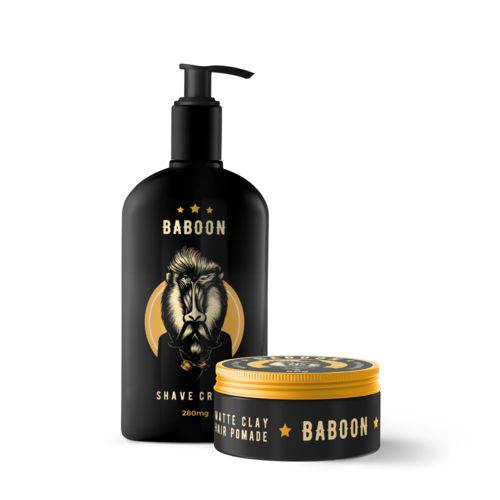 Kit Dupla Baboon - Shave Cream + Pomada Matte Clay - Baboon