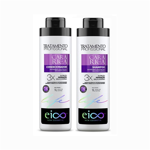 Kit Eico Cara de Rica Shampoo 1000ml+Condicionador 1000ml
