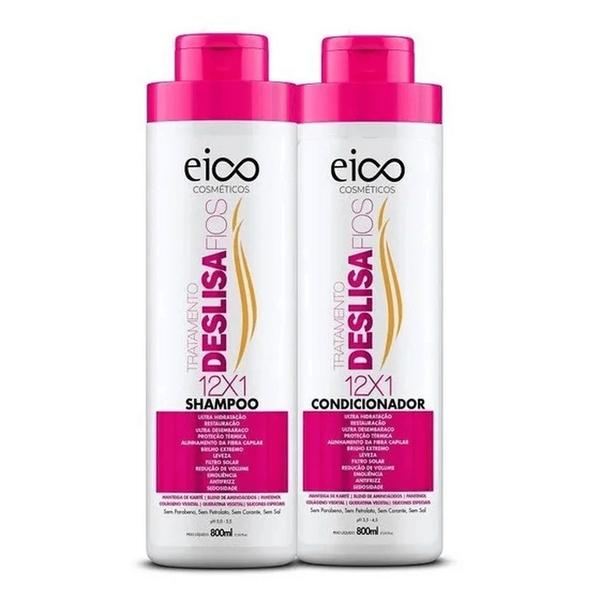Kit Eico Deslisa Fios - Shampoo 800ml+Condicionador 800ml