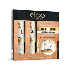 Kit Eico Fios de Ouro Shampoo + Condicionador + Máscara de Tratamento - 280mL + 280mL + 240g