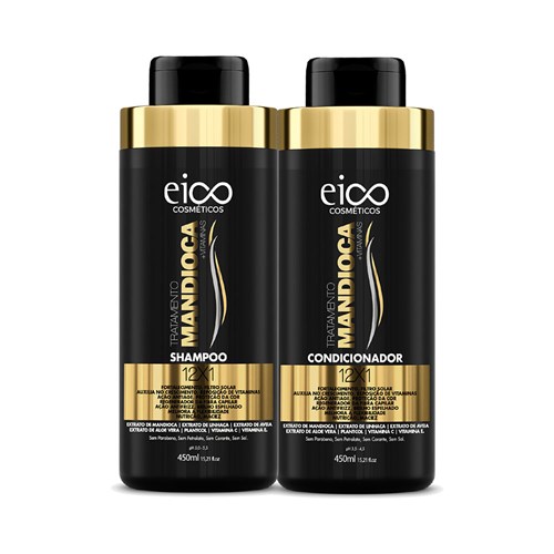 Kit Eico Mandioca Shampoo 450ml + Condicionador 450ml