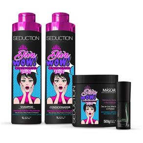 Kit Eico Seduction Diva WOW! Shampoo + Condicionador + Máscara + Oléo de Coco