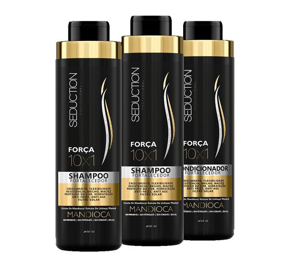 Kit Eico Seduction Força 12x1 Mandioca 2-shampoos e Condicionador