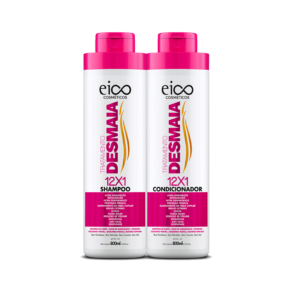 Kit Eico Shampoo + Condicionador Desmaia Cabelo 800ml