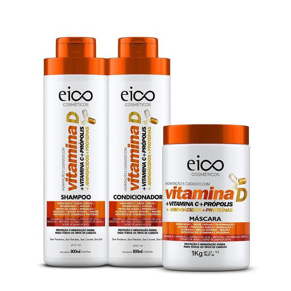 Kit Eico (shampoo+condicionador) Vitamina D 800ml