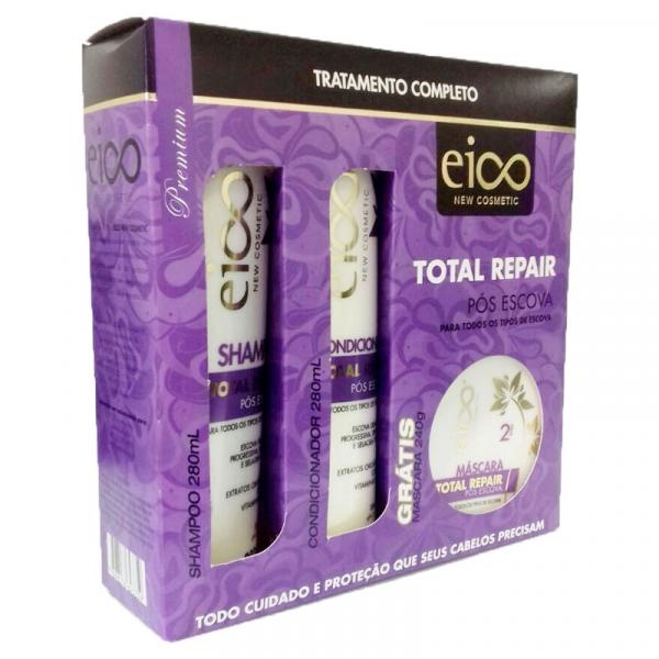 Kit Eico Total Repair Pós Escova Shampoo+Condicionador+Máscara - Eico