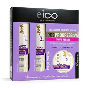 Kit Eico Total Repair Pós Progressiva Shampoo + Condicionador + Máscara - 280ml + 280ml + 240g