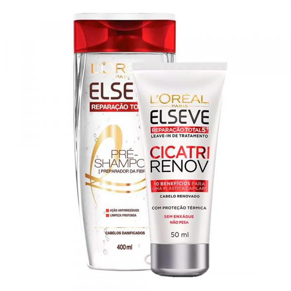 Kit Elsève Pré-Shampoo Reparação Total 5 + Leave-in de Tratamento Cicatri Renov - Loréal