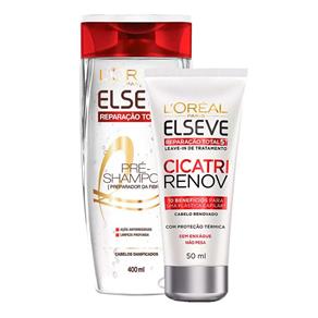Kit Elsève Pré-Shampoo Reparação Total 5 + Leave-in de Tratamento Cicatri Renov