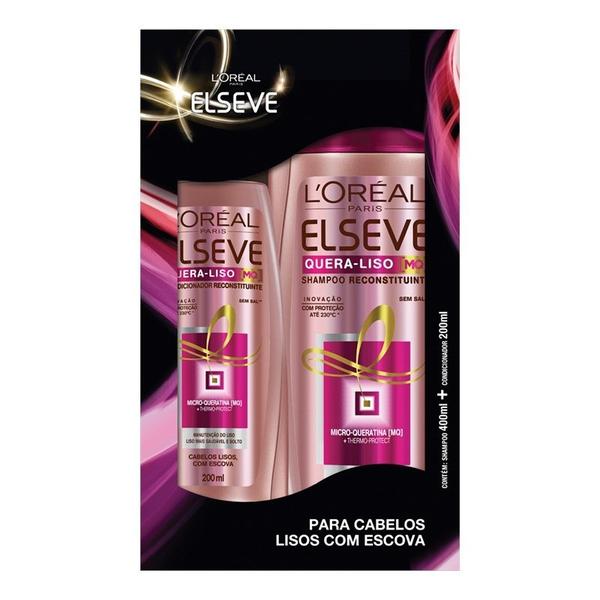 Kit Elseve Quera Liso - Shampoo 400ml + Condicionador 200ml