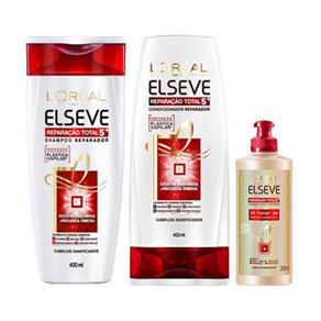 Kit Elseve Reparação Total 5+ Shampoo + Condicionador + Creme de Pentear