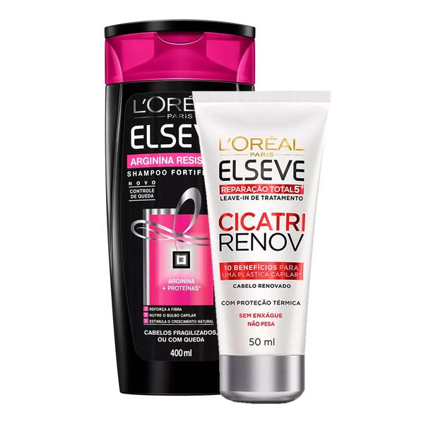 Kit Elseve Shampoo Arginina Resist + Leave-in de Tratamento Cicatri Renov - Loréal