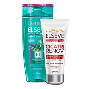 Kit Elseve Shampoo Hydra Detox 48h Antioleosidade + Leave-in de Tratamento Cicatri Renov