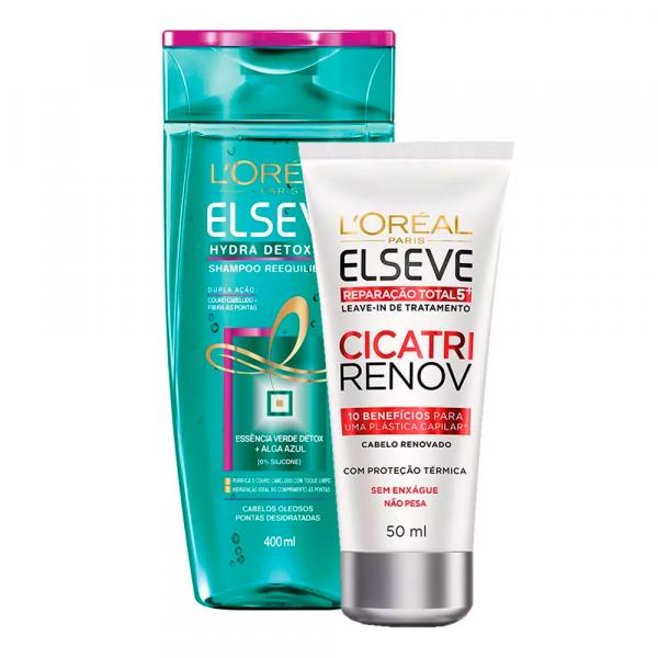 Kit Elseve Shampoo Hydra Detox 48h Antioleosidade + Leave-in de Tratamento Cicatri Renov