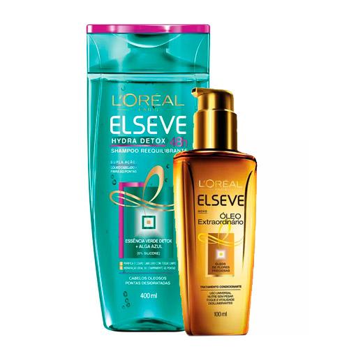 Kit Elseve Shampoo Hydra Detox 48h Antioleosidade + Óleo Capilar Extraordinário