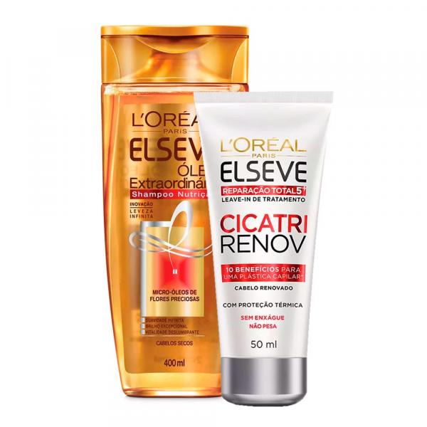 Kit Elseve Shampoo Óleo Extraordinário Nutrição + Leave-in de Tratamento Cicatri Renov - Loréal