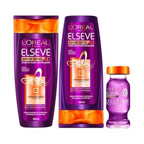 Kit Elseve Supreme Control 4D Shampoo + Condicionador + Sérum