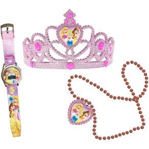 Kit Encantado Princesa Disney Coroa Colar e Relógio