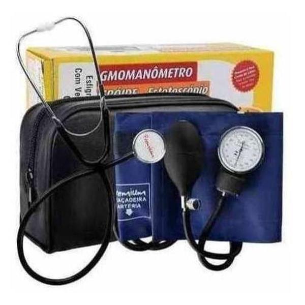 Aparelho de Pressão Manual Esfigmomanômetro + Estetoscópio - Premium